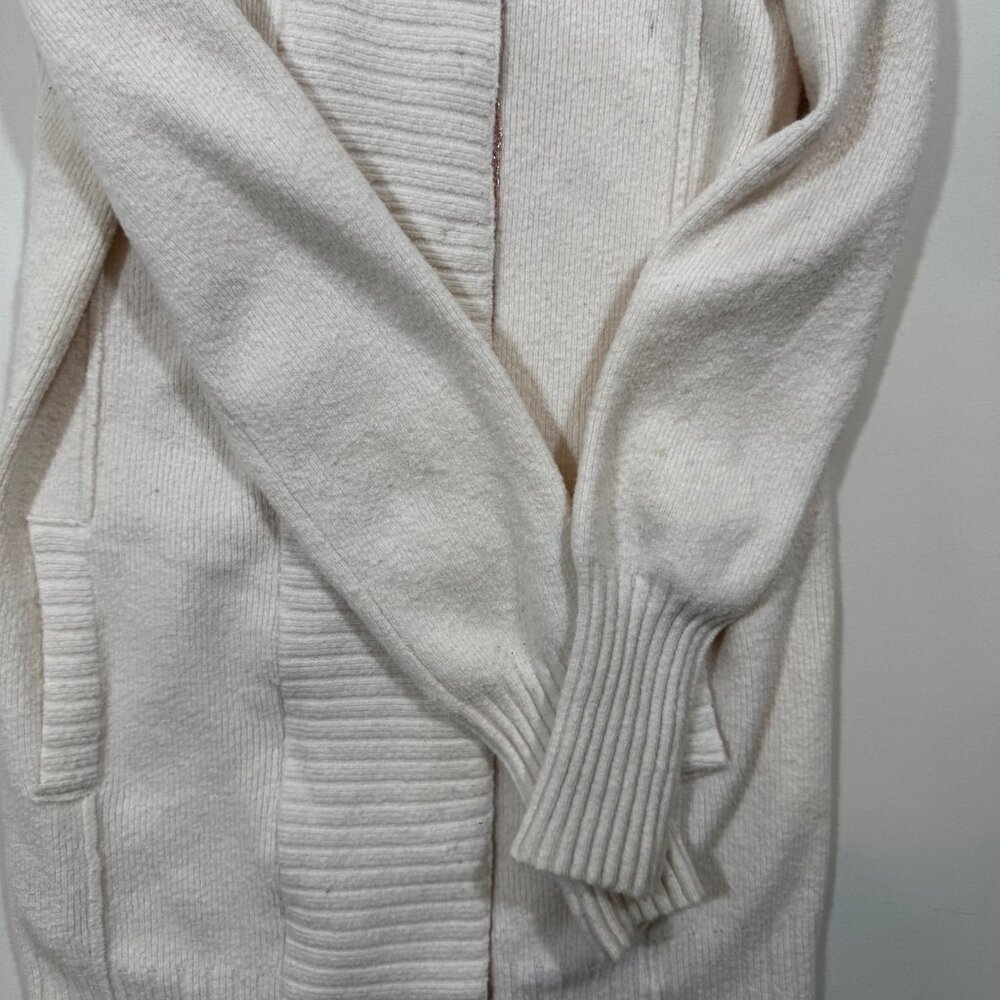 Free People Hooded Cardigan Knit Ivory Lace Mixed Media L Cottagecore Boho Cozy - Picture 6 of 11
